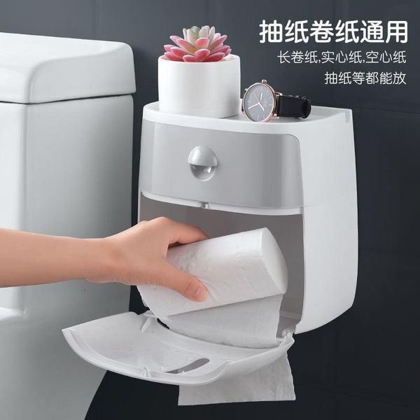 

toilet paper holders waterproof holder box storage shelf wall mounted roll dispenser hanging rack pumping