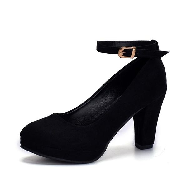 

spring and summer 2021 round head crude women's single shoe wholesale ankle strap heels shoes fashion trend dress, Black