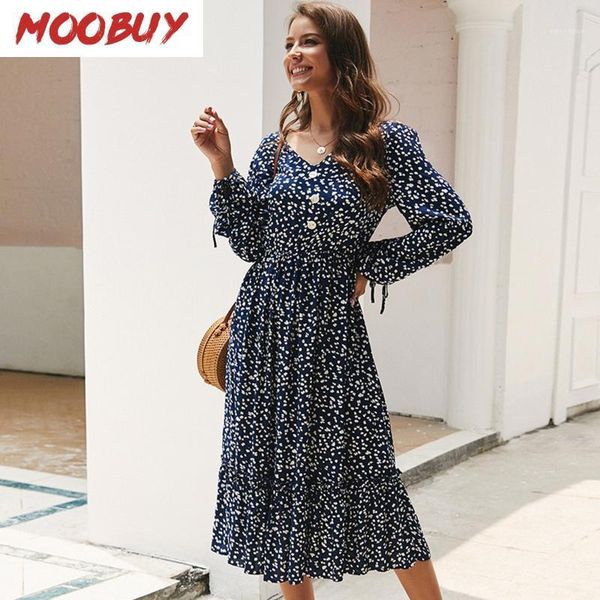 

casual dresses dot print midi dress 2021 women spring autumn long puff sleeve high waist loose beach boho sundress, Black;gray