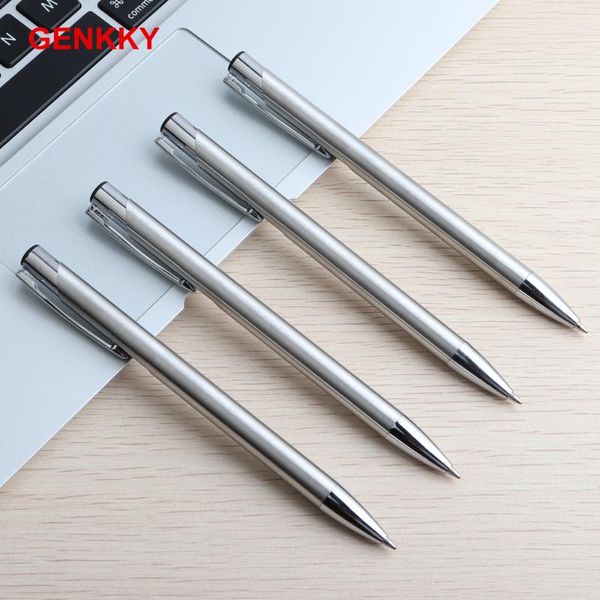 

office metal ballpoint pen stainless steel materials press style g2 refills 0.7mm black blue ink ball pens for school, Blue;orange