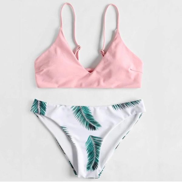 

women's swimwear women print push-up padded bra beach bikini set swimsuit beachwear biquini, White;black