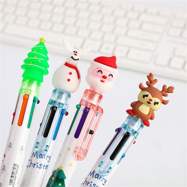 

ballpoint pens 6/10 color cute cartoon christmas pen oil for student multi 0.5mm handwriting gifts, Blue;orange
