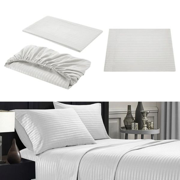 

pillow case strip el bedding linen set bed flat sheet fitted sheets