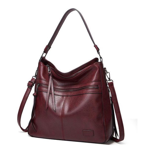 

evening bags aosbos 2021 women's pu leather handbag female shoulder bag vintage solid multi-pocket fashion ladies totes