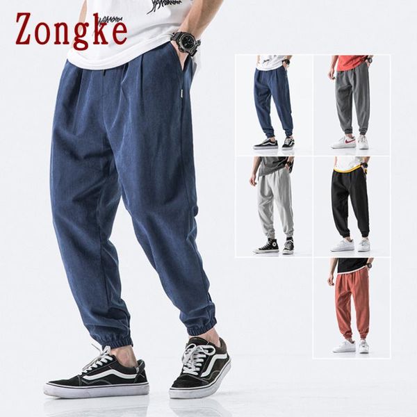 

zongke solid streetwear pants men clothing japanese fashion sweatpants korean mens m-5xl 2021 arrival men's, Black