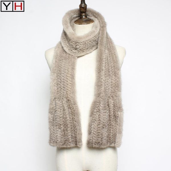 

100% natural genuine scarf winter long style warm real lady fashion knitted scarfs shawls scarves, Blue;gray