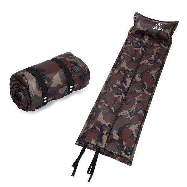 

outdoor pads aotu automatic inflatable mat tent air mattress camping with pillow camouflage damp-proof sleeping pad for