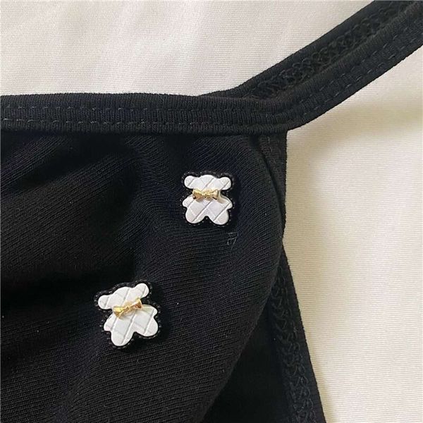 

design of niche cute white bear earrings in 2020, Black