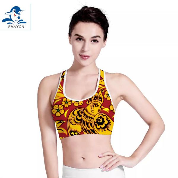 

yoga outfit phayon luxury bird pattern running sports bra tank workout gym fitness women seamless push up underwear breathable top