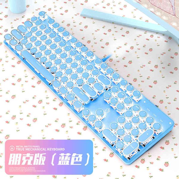

keyboard girls cute pink square punk net red wired green axis game true mechanical