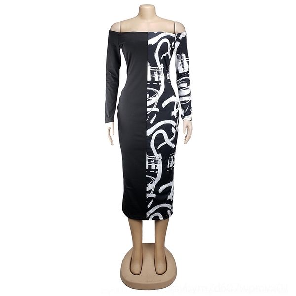 

oi1 large women's with stitching printing tight long skirtlarge women's with stitching printing tight plus size dresses resslong d