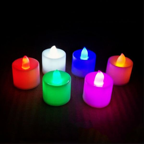 Alevsiz Mumlar Gerçekçi LED Çok Renkli Pil Kumandalı Çay Işıkları Flaş Sabit Elektrikli Sahte Mum Romantik Doğum Günü Düğün Noel Dekorasyon TR0027