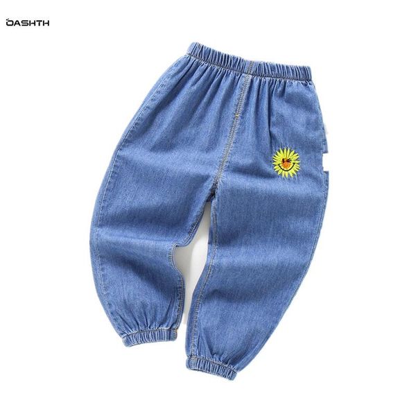 

jeans oashth children's clothing summer denim anti-mosquito trousers boys and girls thin soft pants, Blue