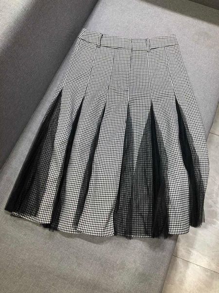 

skirts ladies 2021 fashion patchwork pleated skirt 0923, Black