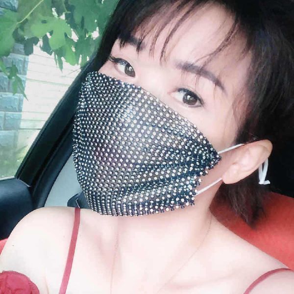 

summer women's thin net red with diamond decoration fashion rhinestone breathable mask veil women