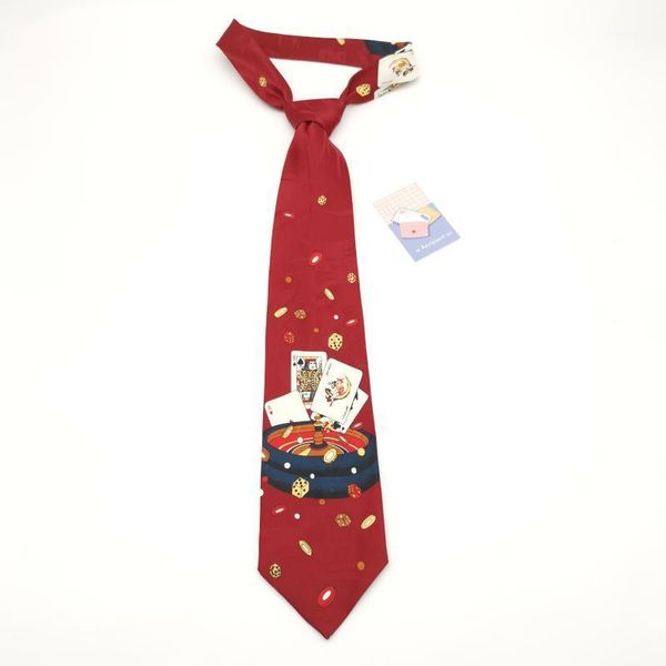 

red background poker original silk printed casual tie student street magic gift boxgift set for women in a box men ties1, Blue;purple