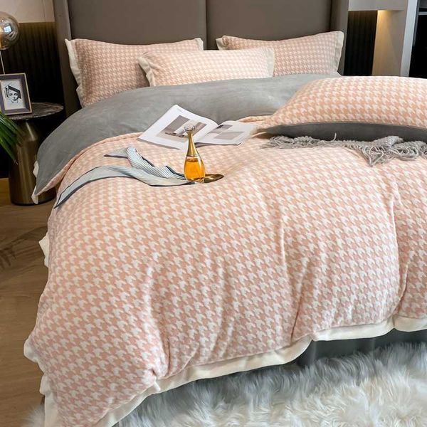 

nordic style autumn winter thickened warm four piece set of three-dimensional embossed milk veet sheets, fitted sheets and bedding