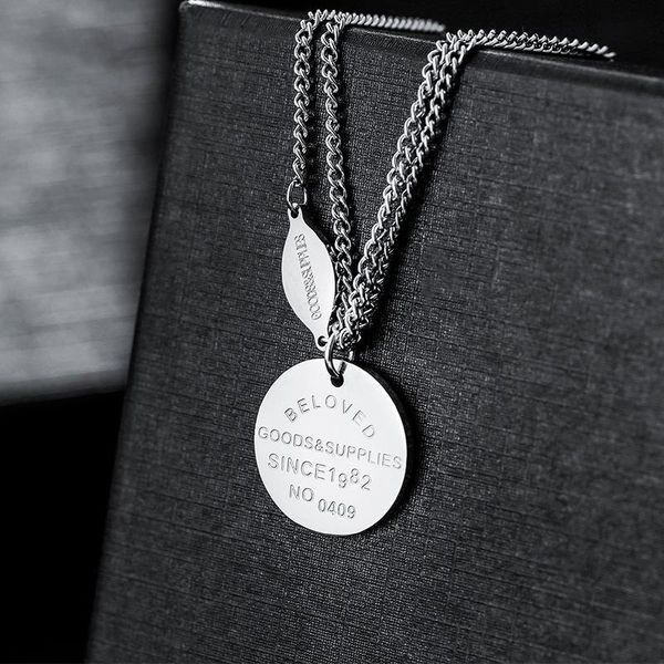 

pendant necklaces simple letter round necklace cold wind clavicle light luxury niche temperament sweater chain accessories, Silver
