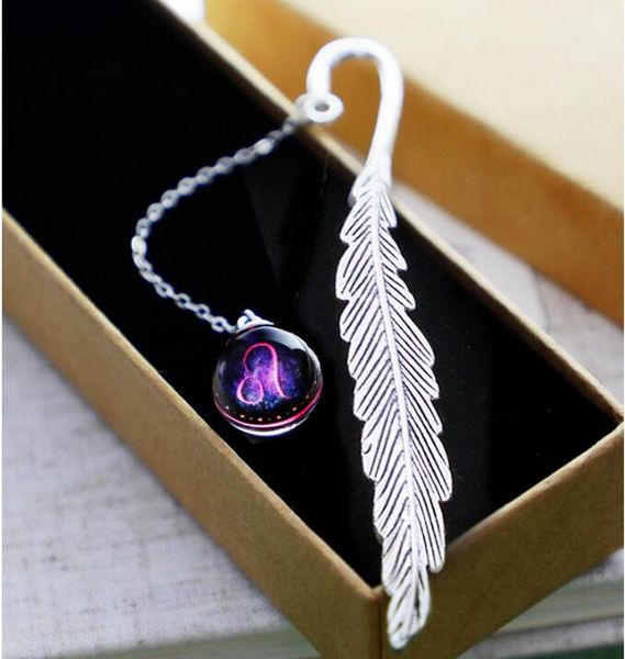 

bookmark 2pcs/set fashion nice feather luminous twelve constellation wholesale