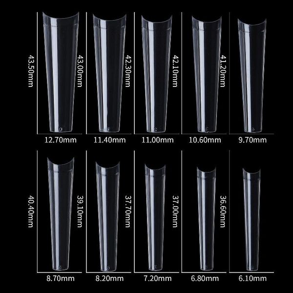 

false nails 500pcs extra long c-curve nail half cover tips manicure press on tip accessories acrylic salon supply, Red;gold