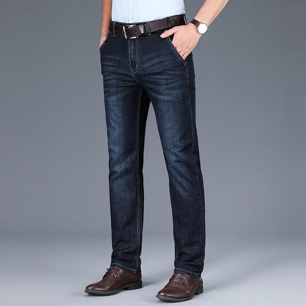 

men's high waist business casual size 28-42 men classic jeans plus baggy straight denim pants cotton blue work