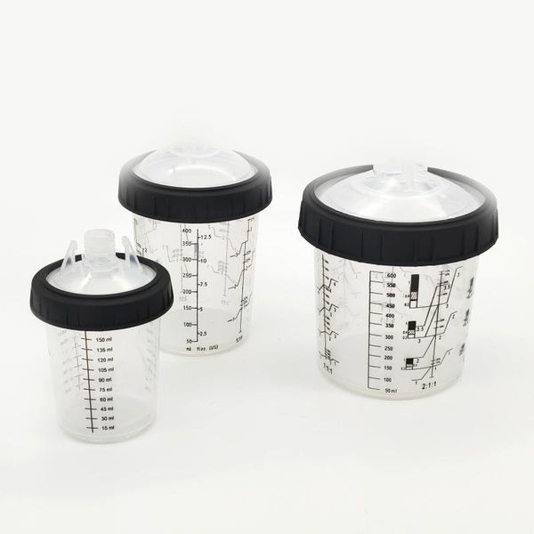 

professional spray guns 20pcs pps adapter gun paint mixing cup tank 165/400/600ml disposable type h/o quick
