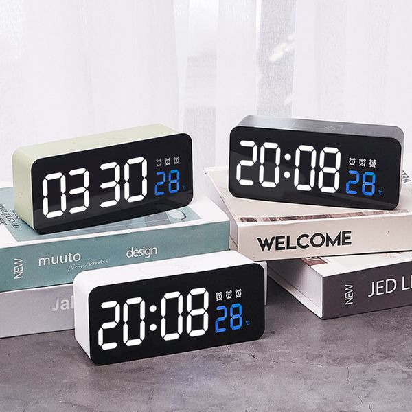 

fashion bedside simple multifunctional electronic mirror multi group alarm clock with temperature korean version 6612t