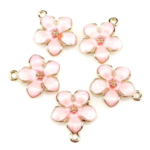 

charms 20pcs/lot drop oil cherry blossoms flowers making metal plant camellia pendant women necklaces jewelry wholesale 22220, Bronze;silver