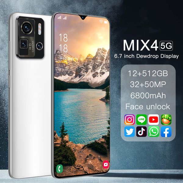 Nuova versione del telefono Mix4 Ultra 5G Smartphone da 6,7 pollici 6800mAh Sblocca la versione globale 24MP + 48MP 12GB + 512GB Telefoni cellulari