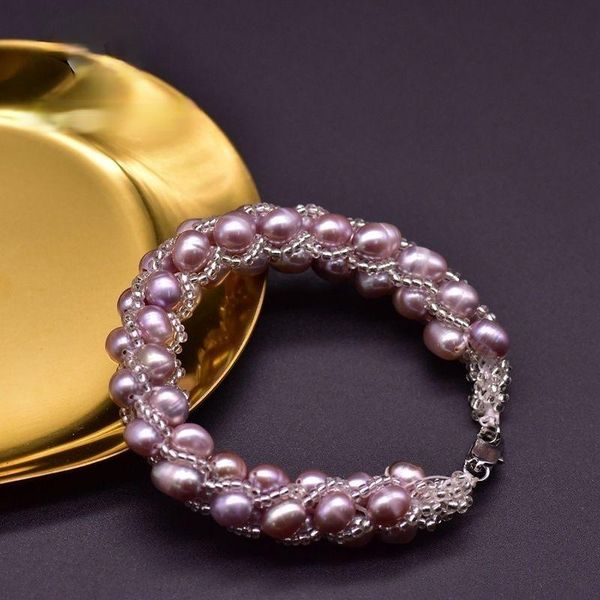 

beaded, strands pure natural freshwater pearl bracelet female korean version of temperament a hundred honey woman, Black