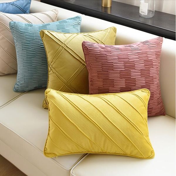 

cushion/decorative pillow modern nordic vintage cover suede check decoration pillowcase luxury striped cushion classical decorative pillows