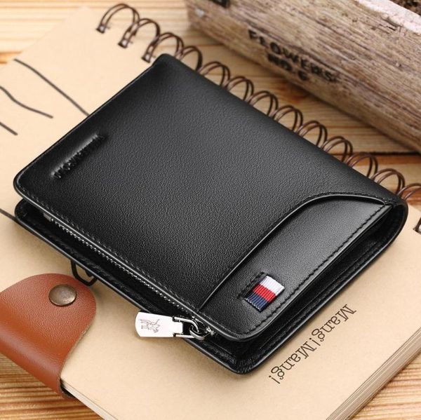 

wallets williampolo men wallet short holder genuine leather multi card case organizer purse with zipper pocket portable, Red;black