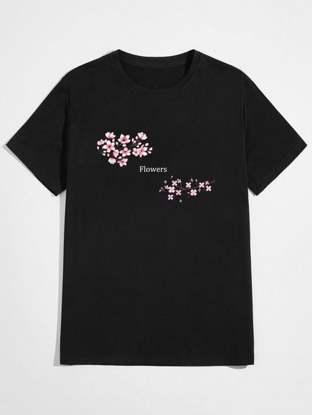 

romwe guys floral graphic tee t4hw#, White;black