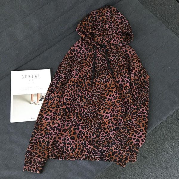 

women's hoodies & sweatshirts leopard hooded sweatshirt women spring autumn winter loose long sleeve pocket pullover casual plus size h, Black