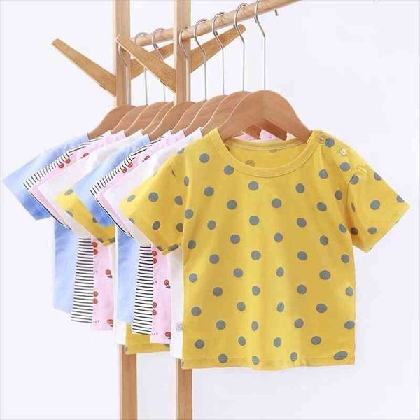 

summer childrens birthday clothing baby girls dot print short sleeve basic cartoon t shirt for kids boy, Blue