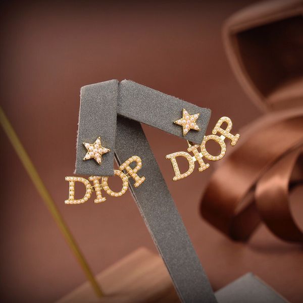 

2021 new2021 new d family gold letter star pearl women earrings-wholesale, Golden