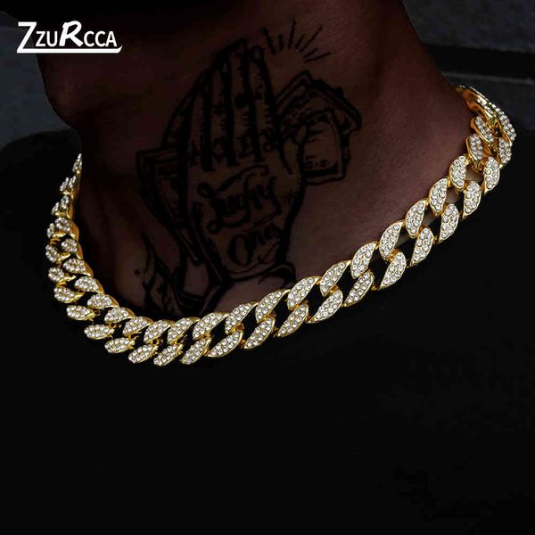 

women gold silver color bling miami iced out rapper necklace for men hip hop cuban link chain jewelry