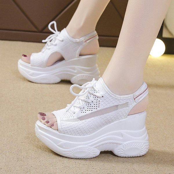 

sandals women 2021 summer woman lace-up thick bottom sneakers women's platform comfortable beach students shoes, Black
