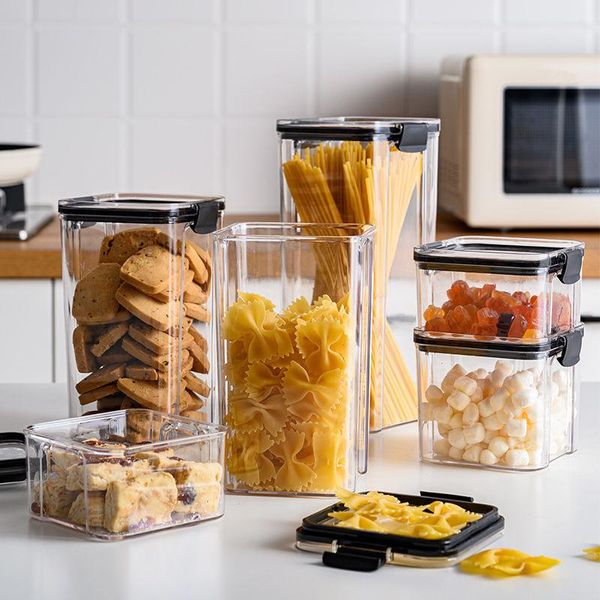 

for transparent plastic kitchen whole grain organizer tank spice snack nut dry goods storage boxes container sealed jar bottles & jars