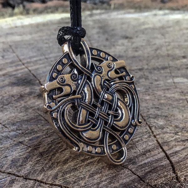 

pendant necklaces eyhimd vintage bronse celtics dragon viking necklace norse amulet jewelry, Silver