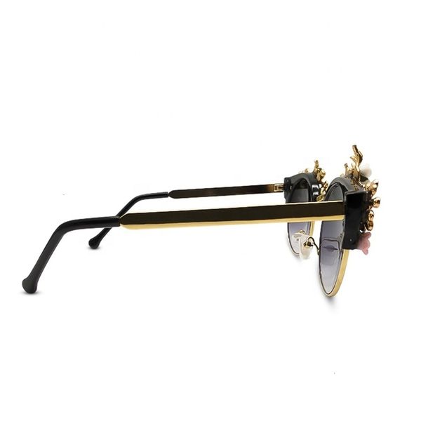 

highend accessories luxury rhintone women sunglass flower custom wholale sun glass, Black