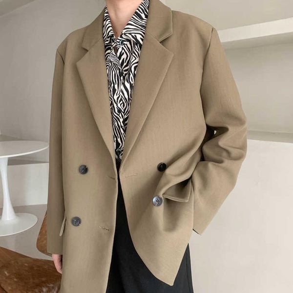 

women's suits & blazers [ewq] korea chic simple trend solid color lapel double-breasted loose fashion long-sleeved blazer autumn 2021 1, White;black