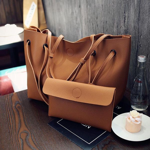 

duffel bags two piece women's fashion bag lychee pattern handbag large capacity one shoulder slant straddle travel