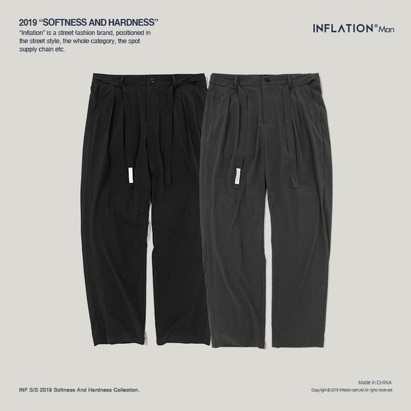 

men's pants loose fit straight full length korean japanese style casual streetwear long tape harem 9330s, Black