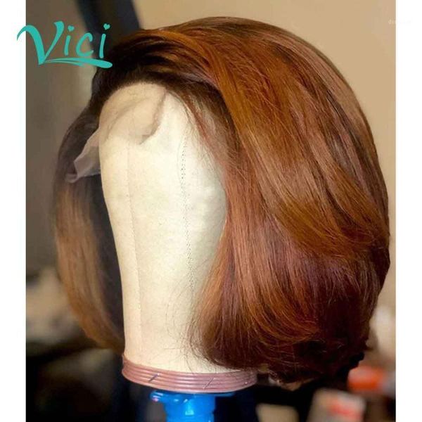 

pixie wig human hair short wigs bob lace front ombre straight frontal pre plucked with baby 150%1, Black;brown