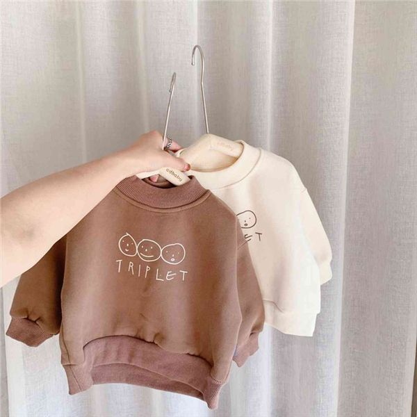 

winter cartoon printed toddlers kids fleece thicken sweatshirts korean style warm children pullovers, Black