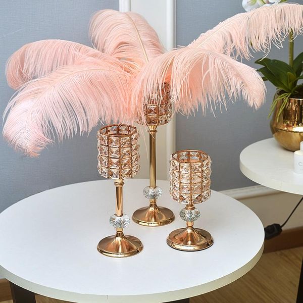 

candle holders luxury golden crystal glass holder wedding centerpieces candlestick tables coffee candelabra home decoration accessories
