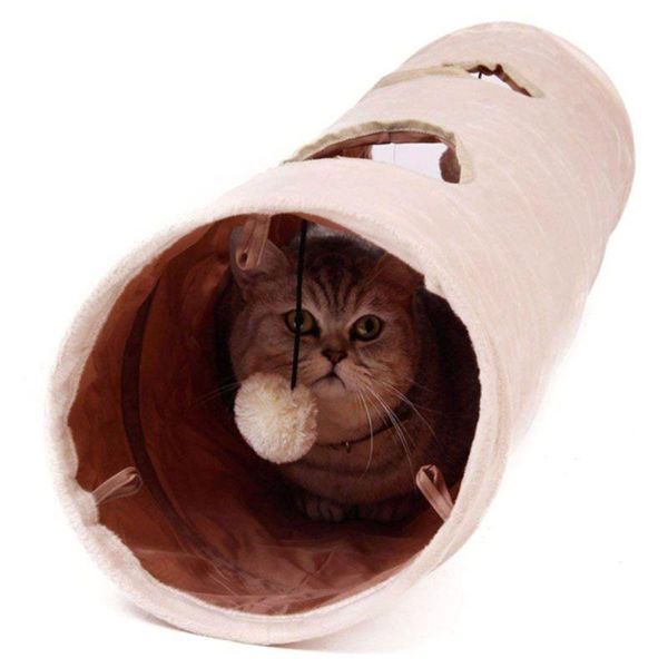 

cat toys collapsible long pet tunnel 2 holes puppy teaser funny hide with ball