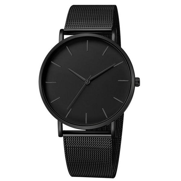 Relógios de pulso 2021 simples à prova d'água preto aço inoxidável grande mostrador malha relógio feminino 1 conjunto pulseira Japão movimento quartzo relógio feminino