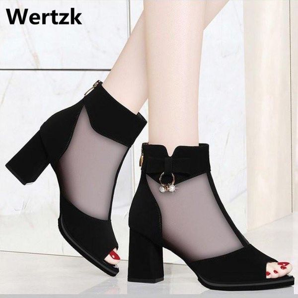 

fish-snout sandals spring 2021 single shoes mesh chunky heels waterproof platform comfort women e263, Black